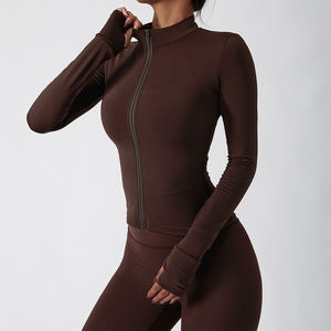 New Arrival Cheap Women's Activewear Zipper <b>Jackets</b> High Quality Seamless <b>Yoga</b> Tops with Custom Logo - Product Image 3