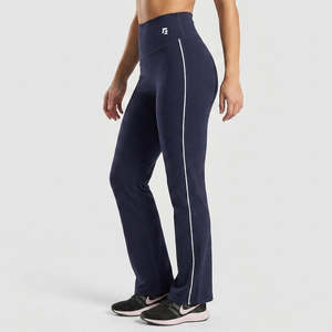 Navy Pulse <b>Flared</b> <b>Leggings</b> for Ladies Oversized High-Waist Stretch Fitness Yoga Pants XL Size High Quality Knitted Fabric Design - Product Image 1
