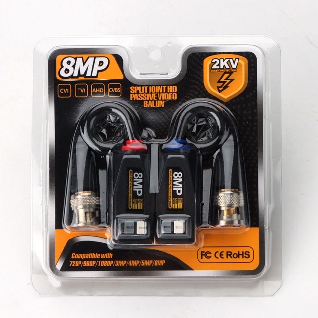 AHD/CVI/TVI/CVBS Twisted Pair Transmitter Passive CCTV 8MP Video Balun for Camera