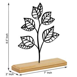 Sculpture de table en métal floral avec base en bois, accent décoratif artistique pour la maison ou le bureau, fabriqué à la main en Inde - Product Image 6