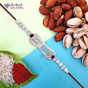 NOVAMART Fine Arihant <b>Gems</b> & Jewels 925 Sterling Silver Certified Natural Charm Brother Rakhi <b>Bracelet</b> Wholesale Export - Product Image 2