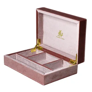 125x150x55mm özelleştirme pembe mücevher kutusu kumaş kadife sıcak damgalama altın folyo baskı tanrı menteşe ile ahşap mücevher kutusu