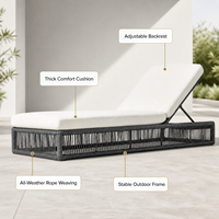 Chaises longues d'extérieur confortables en corde tressée pour projets de villas haut de gamme au bord de la piscine et de complexes hôteliers