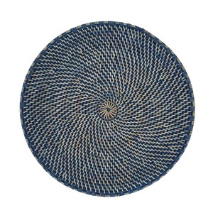 Wholesale Best Selling Handmade Rattan Blue Round <b>Placemat</b> Natural <b>Woven</b> Table Mat For Dining Table Kitchen And Restaurant Decor - Product Image 1