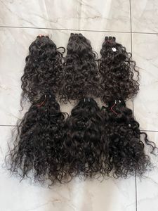 100% Natural Raw Unprocessed <b>Curly</b> Indian Temple Remy Hair <b>Extension</b> Single Donor Machine Double Weft Cuticles Aligned Flat Weft - Product Image 6