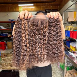 Tendance chaude de haute qualité paquets de cheveux bruts vietnamiens ensemble de fermeture vague soyeuse boucles italiennes vague soyeuse extensions de cheveux italiens - Product Image 1