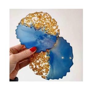 Ocean Inspired <b>Wooden</b> Coasters Embedded Crystals Handmade <b>Mats</b> Modern Style High Quality Coastal Home <b>Table</b> Coffee Bar Gifts - Product Image 6