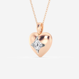 Colgante de Moda con Diamante Cultivado en Laboratorio de 1/2 CTW, Forma de Corazón, Oro de 14K, Lindo Collar con Diamante en Forma de Corazón, Joyería de Regalo - Product Image 3
