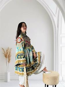 Robe de Mariage Traditionnelle Pashtun, Longue, à Manches Longues, en Tissu Fait Main, Personnalisable, Style Ethnique Culturel Vintage du Pakistan - Product Image 2