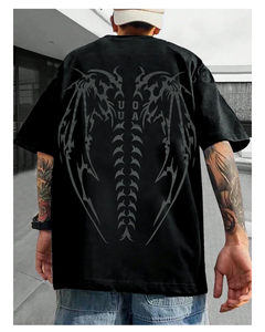 T-shirt streetwear surdimensionné personnalisé pour hommes T-shirt hip hop graphique à épaules tombantes T-shirt vintage délavé T-shirt graphique baggy unisexe - Product Image 1