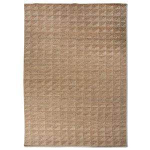 Alfombras de Lana Tejidas a Mano Hula Beige y Marrón con Patrón Geométrico AKWH-1001 para Uso Doméstico - Product Image 1