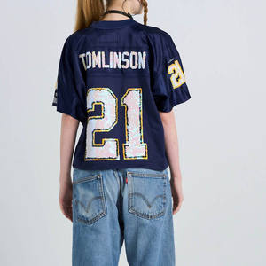 เสื้อฟุตบอลสไตล์อเมริกันวินเทจสำหรับผู้ชายสไตล์อเมริกันเสื้อครอปผ้าตาข่ายสไตล์สตรีท OEM - Product Image 3