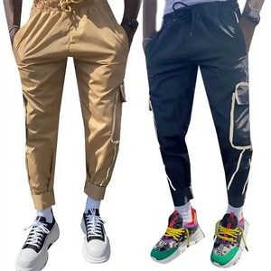 Pantalones cortavientos personalizados, pantalones reflectantes para hombre, pantalones de nailon de poliéster con 6 bolsillos, ropa de calle, pantalones Cargo para hombre - Product Image 5