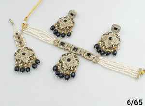 Ensemble indien traditionnel et à la mode plaqué or et long Mala avec boucles d'oreilles et collier combiné Maagtika pour femmes - Product Image 2