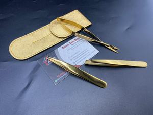 แหนบถอนคิ้วชุบทองแบบกำหนดเองโลโก้ได้อย่างยั่งยืนเหล็กปลายแหลม - Product Image 3