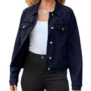 Chaqueta vaquera estilo Street Wear, cómoda y sostenible, precios completos para mujer, lavable con logotipo frontal, chaqueta vaquera para mujer - Product Image 1