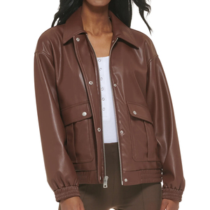 Personalizado ODM estilo más popular mujeres chaquetas de cuero de moda por encargo invierno lleva moda mujer PU chaqueta de cuero - Product Image 1