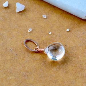 Colgante de Piedra Preciosa de Topacio Blanco en Forma de Lágrima, Piedra Natural Transparente, Chapado en Oro, Joyería Artesanal - Product Image 3