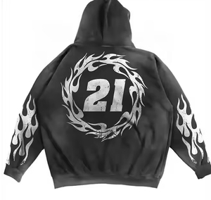 ชุดวอร์มผ้าฟลีซแบบสวมหัวสำหรับผู้ชายชุดวอร์มทรงแบ็กเกอร์กางเกงวอร์มทรงหลวมแบบเรียงซ้อนกันออกแบบได้ตามต้องการ - Product Image 6