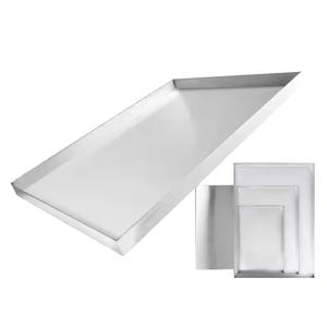 Bandeja de acero elegante contemporánea con pulido de espejo para servir cócteles - Product Image 2