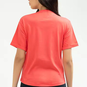 เสื้อยืดลำลองไหล่ตกขนาดใหญ่สำหรับผู้หญิงเสื้อยืดผ้าฝ้าย100% เรียบไซส์ใหญ่พิเศษออกแบบได้ตามต้องการ - Product Image 4