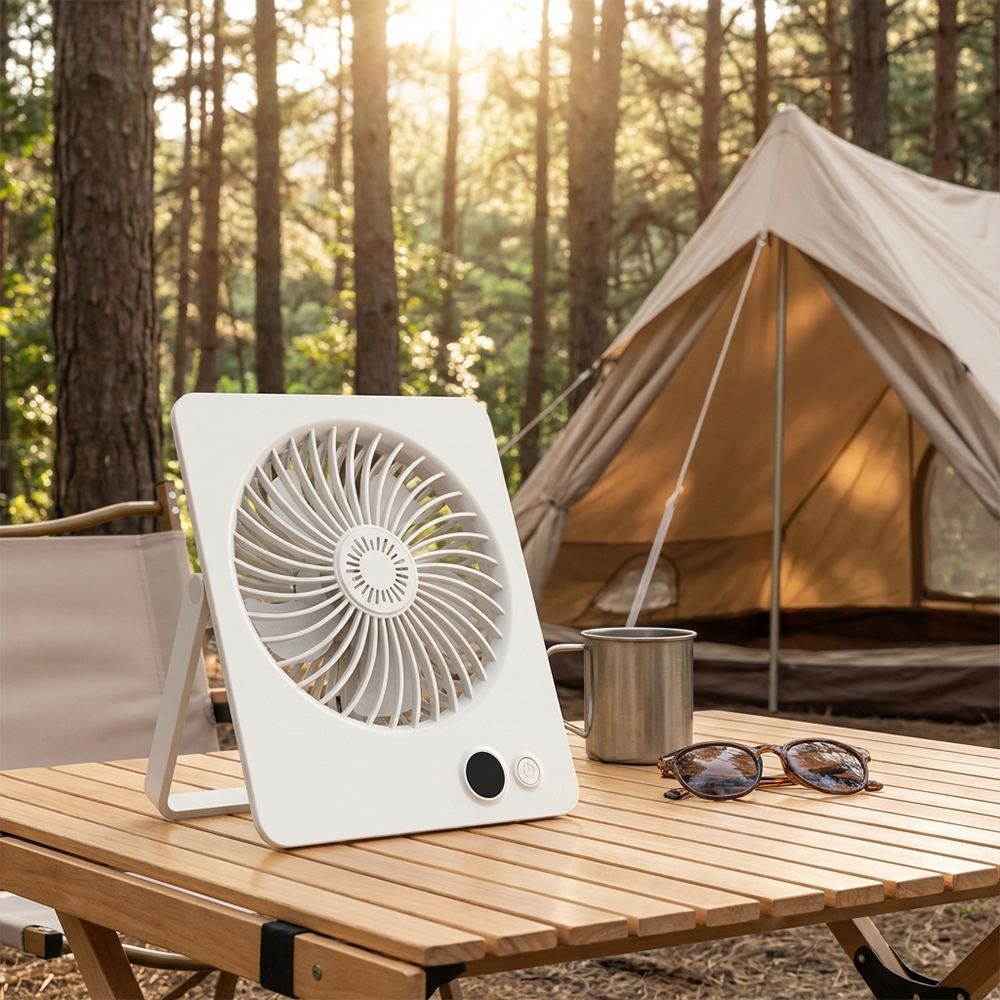Logo Customized 2000mah Ultrathin High Capacity Table Fan Large Wind Low Noise Outdoor Desktop Fan Camping Fan for Office