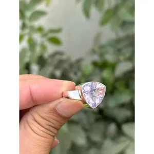 925 Silver Ring <b>Lavender</b> Quartz Gemstone Rose Gold Plated Fashionable Bezel Setting Trendy Inlay Style Perfect <b>Gift</b> Accessory - Product Image 2