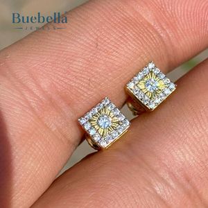 Venta caliente S925 Sterling Silver 14K Gold Dragon Claw Square Stud Earring para hombres - Product Image 2