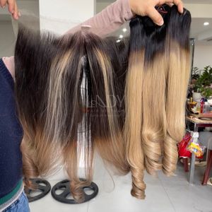 Cheveux vierges de haute qualité, mèches ombrées rebondissantes avec frontal et mèches pour faire des perruques - Product Image 3