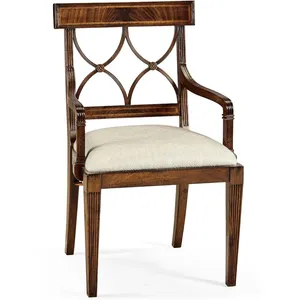 Ensemble <span class=keywords><strong>de</strong></span> 2 fauteuils à dossier haut - Chaises d'appoint <span class=keywords><strong>en</strong></span> acajou sculpté et rembourrées - Product Image 1