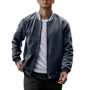 Veste en toile légère décontractée pour hommes, Streetwear d'automne, Bomber, manteau de sport, poches zippées, design zippé à la mode - Product Image 1
