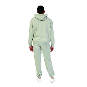 Venta al por mayor logotipo personalizado en blanco pulóver chándal ropa deportiva de gran tamaño lavado con ácido de dos piezas Jogger Set hombres chándales - Product Image 4