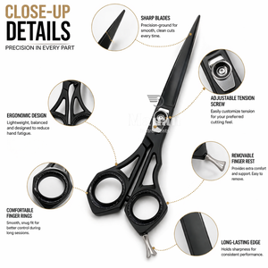 Ciseaux de barbier de qualité supérieure, 6,5 pouces, ciseaux à cheveux, acier inoxydable 4Cr13, poignée ergonomique, outil de salon - Product Image 2