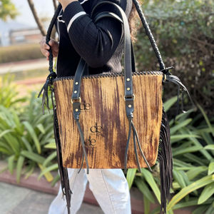 Sac fourre-tout en cuir de vachette véritable de haute qualité pour femmes, avec franges faites à la main, bandoulière style western, sac en cuir véritable pour filles - Product Image 1