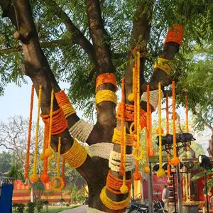 High Quality Long Strings Marigold Garlands Artificial Flower Hanging Decorative Indian Wedding Flowers