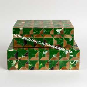 Faizacraft Handicrafts Mother of Pearl Inlay on Acrylic and Resin <b>Wooden</b> Jewelry Box for Gifting - Product Image 1