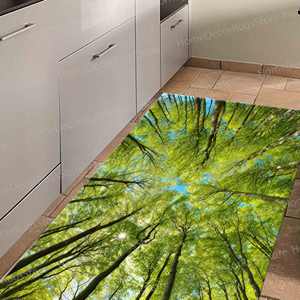 Tapis imprimé paysage de branche d'arbre vert pour la décoration de salon de luxe, tapis en chenille - Product Image 1