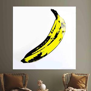 Art abstrait sur toile de bananes : style graffiti, cadre noir, design imprimé, art sur verre trempé - Product Image 1