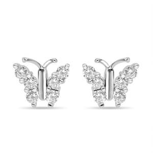 Zarkan Clous d'oreilles papillon mignons en argent 925 plaqué rhodium style religieux - Product Image 1