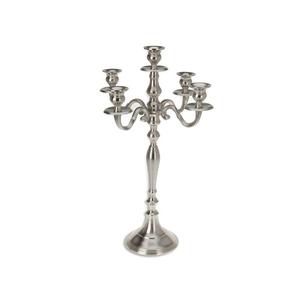 Grand candélabre à cinq bras en aluminium artisanal avec bol à fleurs, candélabre de sol nickelé pour la décoration de la maison, des mariages et des fêtes - Product Image 5