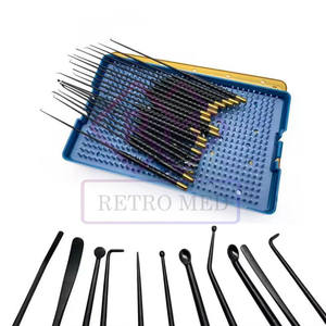 Micro-instruments pour nerfs : Crochets vasculaires, Spatules nerf, Curettes, Dissecteurs en forme de goutte d'eau, en acier inoxydable réutilisable, 19 pièces/kit - Product Image 1