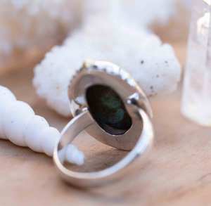 Copper <b>Turquoise</b> Sterling Silver 925 Brass Oval Cut Bezel Setting Wedding Statement Gemstone <b>Ring</b> for December Birthstone - Product Image 2