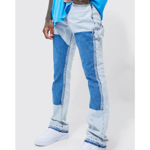 OEM 2026 Wholesale Customized Export Quality Latest Slim Rigid Flare Panel Distressed Men Jeans - Product Image 1