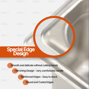 Ensemble de casseroles en acier inoxydable abordable avec couvercle pour buffet stockage des aliments 1/9 6.5cm taille casserole seulement assiette de service conteneur | BINLU - Product Image 4