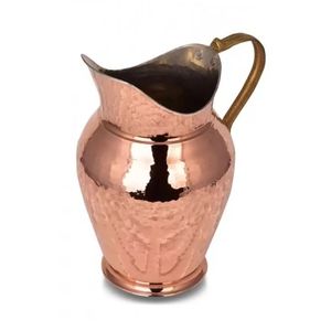Hand Hammered Ottoman Style Antalya <b>Copper</b> Carafe No:2 for Beverage Service, Surahi NICKEL Color Authentic and Oriental Design - Product Image 5