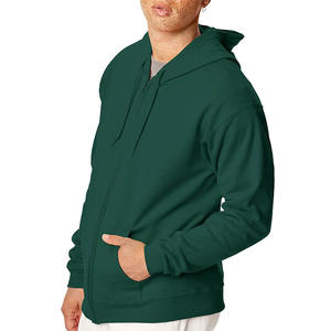 Sweat à capuche d'hiver décontracté pour hommes veste à capuche avec fermeture éclair logo personnalisé broderie polaire coton éponge Streetwear sweat à capuche tendance - Product Image 1