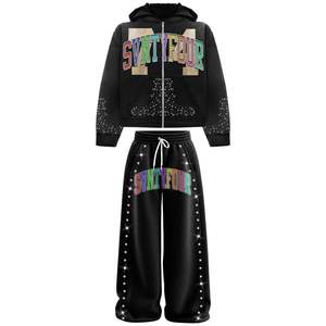 Conjunto de Chándal con Capucha de Invierno Unisex de Alta Costura, Talla Grande, Tejido Transpirable y Cómodo, Pantalones con Pedrería - Product Image 5