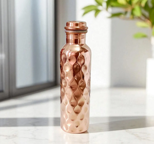 Pure Copper <b>Water</b> <b>Bottle</b> for Drinking <b>Water</b> 900 ml Hammered Finish - Product Image 6