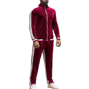Premium High Quality 100% Cotton <b>Velvet</b> Streetwear Tracksuit Set Solid Full Zip <b>Jacket</b> Pants Breathable for Winter Casual Wear - Product Image 2