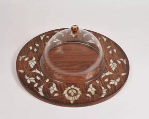 Plateau de service en bois de haute qualité fait à la main avec incrustations de nacre, spécial Ramadan, plateau de service en nacre - Product Image 4